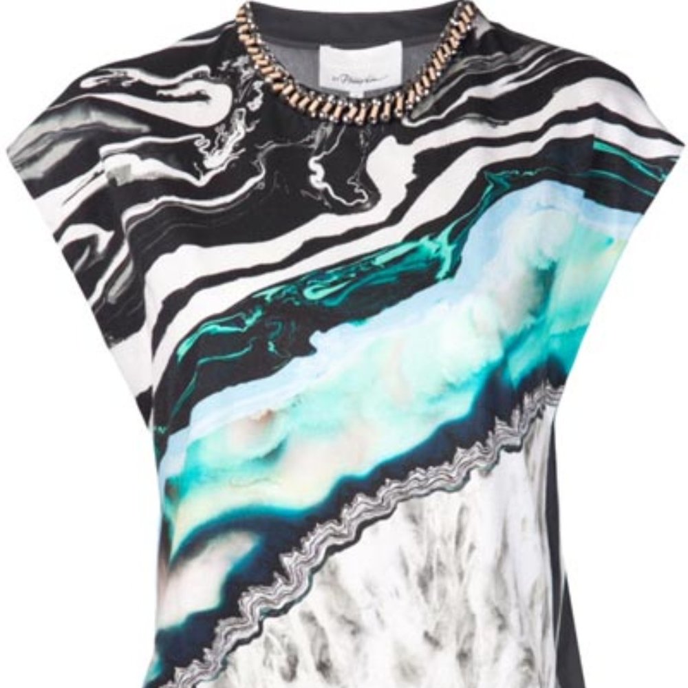 3.1 Phillip Lim Silk Embellished Jeweled Blouse